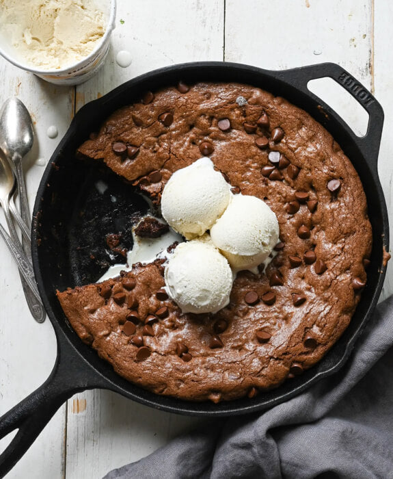 Double chocolate skillet cookie